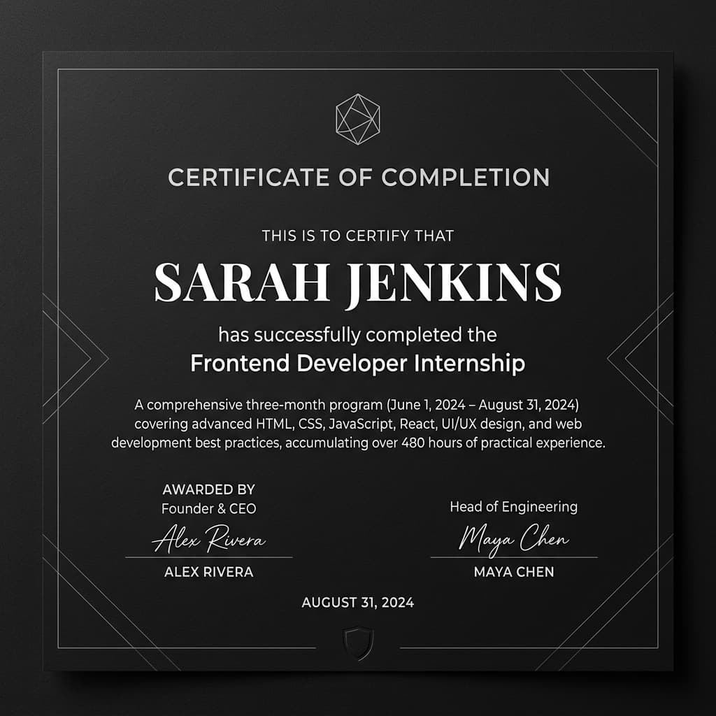 Frontend Developer Internship Completion