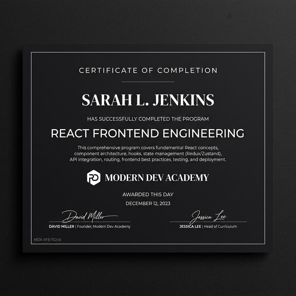React.js Frontend Engineering Certificate