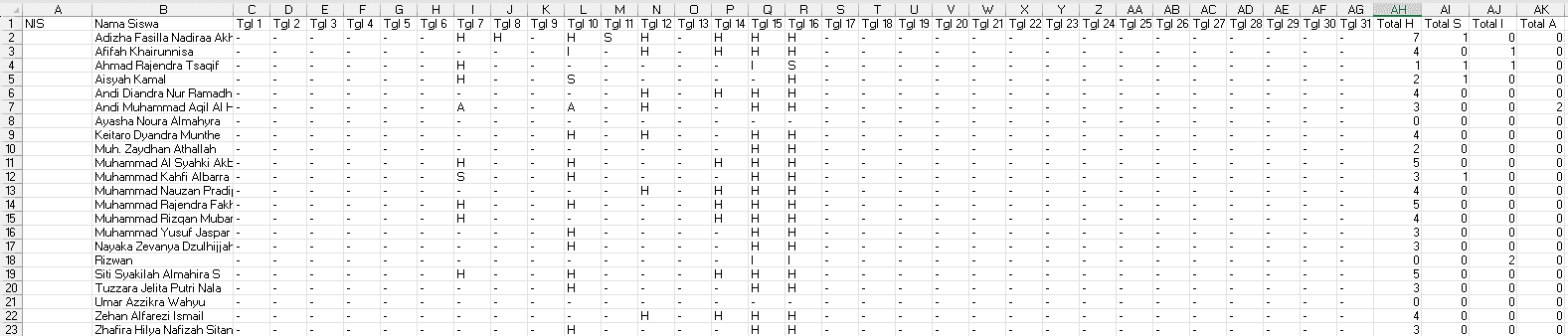Rekap Bulanan Excel